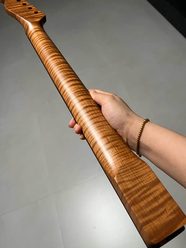 AAAAA Tele Ebony Fretboard Roasted flame Maple Electric Guitar Neck Radius 12inch Round stainless steel 22 frets hole 10mm Radius: 12 inches image 1