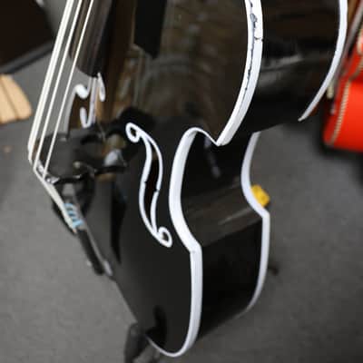 Handcrafted Glossy Black Tololoche (Double Bass) with White Outline image 5