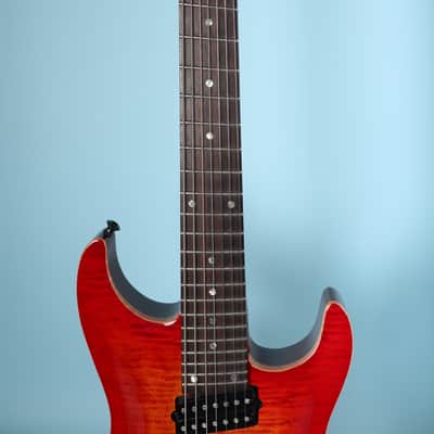 Lipe Virtuoso 7 Fanned Fret Curly Maple Seven String Electric Guitar Fireburst image 7