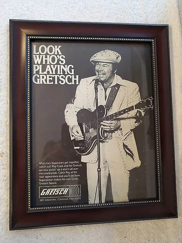 1978 Gretsch Guitars Promotional Ad Framed Roy Clark Original image 1