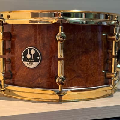 Sonor Artist Series 13x7 Amboina Burl Snare Drum — Excellent Condition w/ Original Box | Gold Hardware image 1