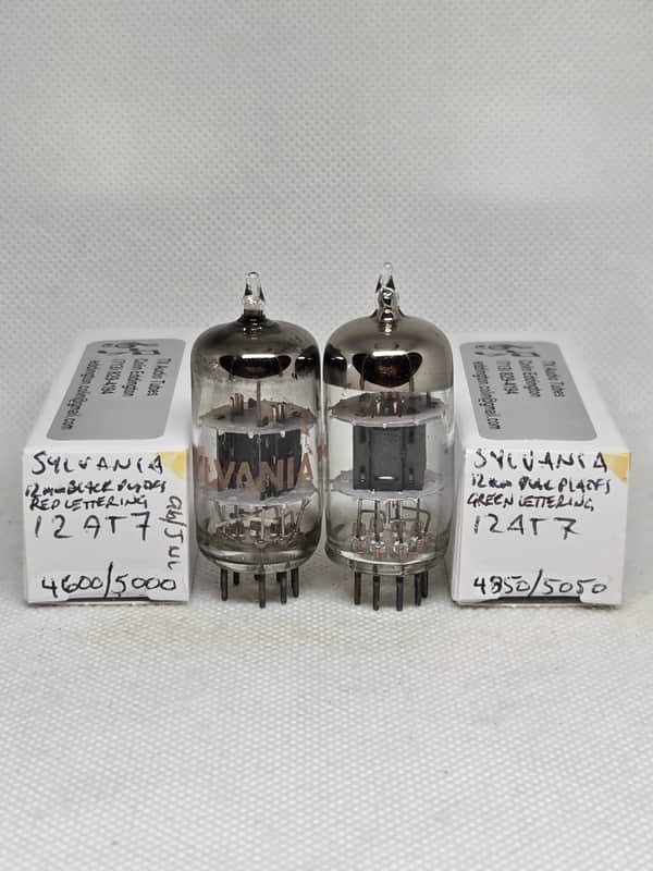 Sylvania 12AT7 Black AX-Style Plates Matched (8.9%) Pair NOS ECC81 image 1