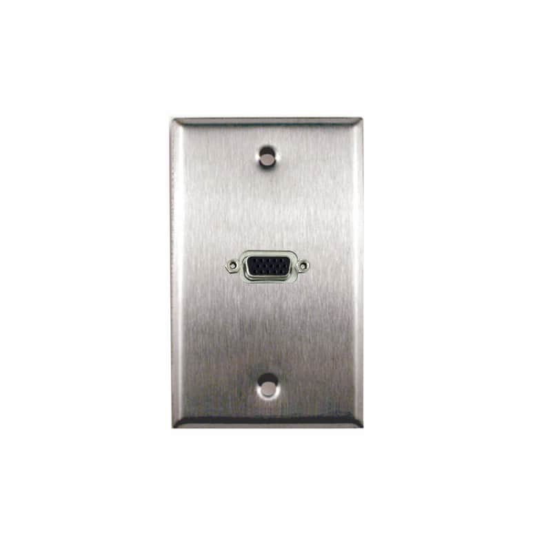 Single Gang VGA Stainless Steel Wall Plate image 1
