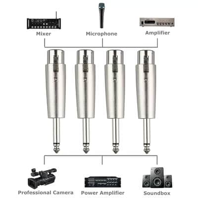 3Pin Xlr Female To 1/4" 6.35Mm Mono Male Plug Audio Cable Mic Adapter 4 Pack image 3