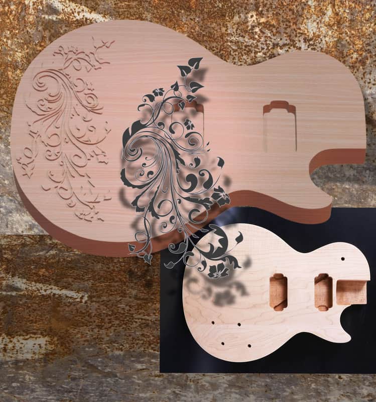 UNIQUE DESIGN! LP type single cut, carved light maple body, bolt-on-neck pocket- Custom Guitar Body hand carved decoration, Italy. image 1