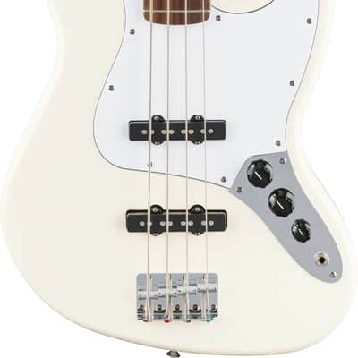 Fender Standard Series Jazz Bass Guitar, Olympic White, Laurel image 1
