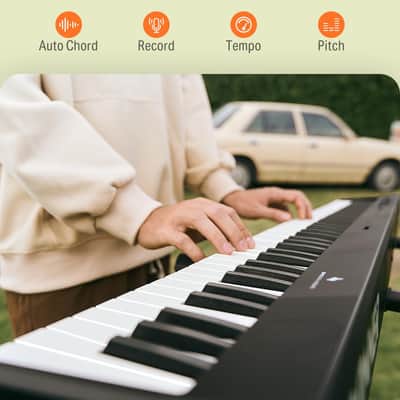 Portable Piano Keyboard 88 Keys for Beginner, Bluetooth Foldable Piano Keyboard with 128 Rhythms&Tones, Chord, Record, Drum Kit, Folding Digital Piano Bundle with Pedal, Piano Bag, Black image 3