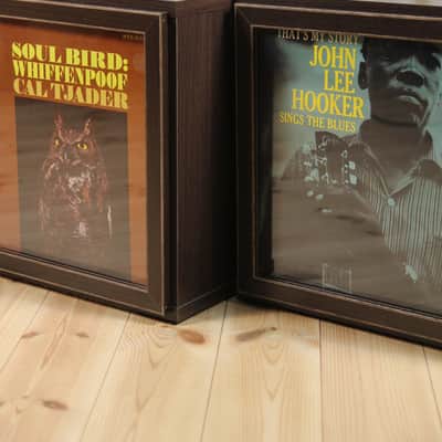 Art Vinyl Record Storage**Lp Frame Display One Box Cabinet Cube Wood Crate 12" Picture Album Display 33rpm Analog Disc Now Playing Music Rack Cover Jacket Stand Case Unit Wood furniture Dj Audio Idea image 4