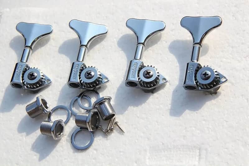 Wilkinson  Vinage Open Bass Guitar Tuning Pegs R4 in Chrome image 1