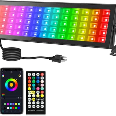LED Stage Wash Lights Bar - 120W RGB & White Color Changing IP66 Waterproof Stage Light Bar with Remote & APP Controlled Uplighting for Church, Wedding, Birthday Party & Events image 1