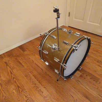Rogers Vintage Holiday Gold Sparkle 14 X 20 Bass Drum, Early 1960s, Cleveland Tag! image 3