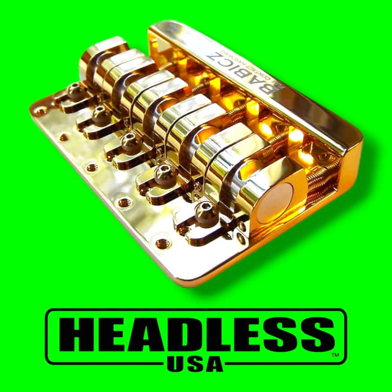 Full Contact Hardware FCH 5-String Bass Bridge - Top Mount - Gold Finish image 1