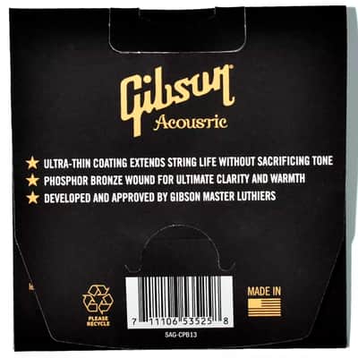 SAG-CPB13 Coated Phosphor Bronze Acoustic Guitar Strings Medium 13-56 Gibson image 2