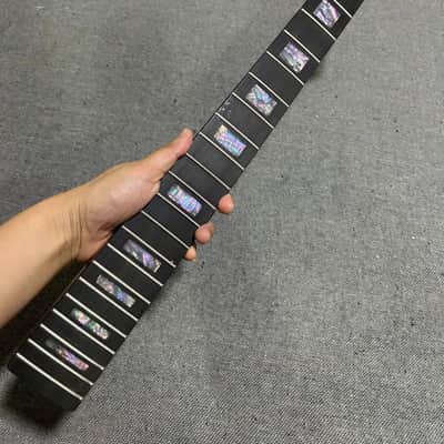 Left hand Ebony inlay 22fret Satin Roasted Flame Maple guitar neck part image 1