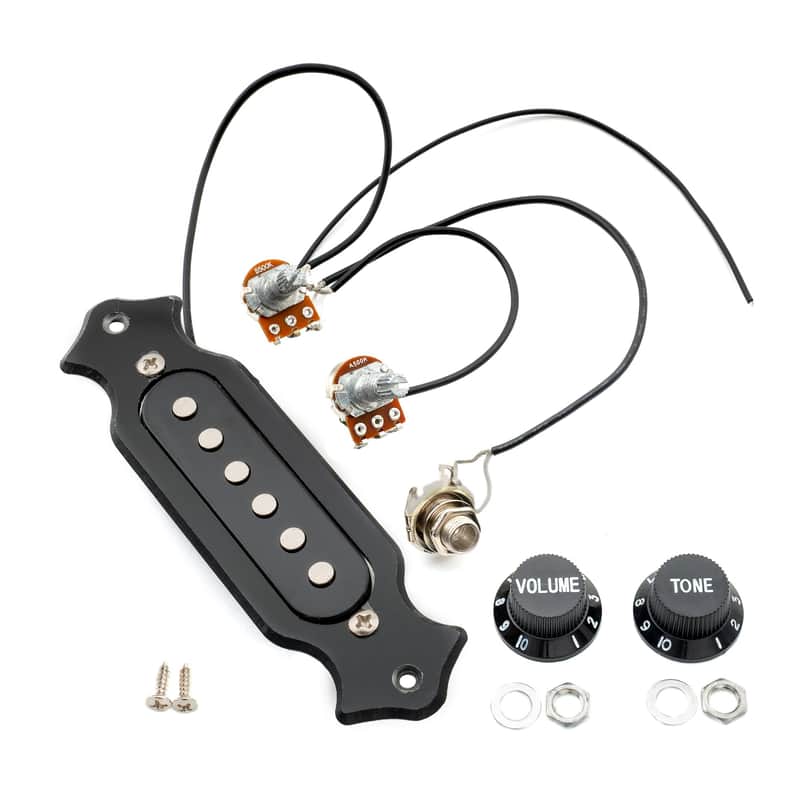 Pre-wired 6-String Single Coil Electric Cigar Box Guitar Soundhole Pickup Harness with Volume & Tone knobs Pots image 1