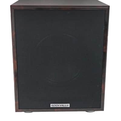 Rockville Rock Shaker Dark Wood 400w 8" Powered Home Theater Subwoofer Sub image 2