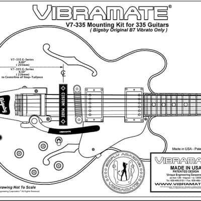 IN STOCK! Bigsby B7 Vibrato, Vibramate V7-335e (8") & roller bridge fits Epiphone/Imported ES/Dot/HB image 2