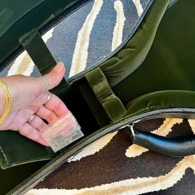 TKL Hard shell Mandolin Case - Black with Olive green plush interior image 9