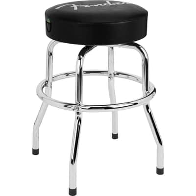 Fender Spaghetti Logo Pick Pouch Barstool - Black/Chrome - 24in image 1