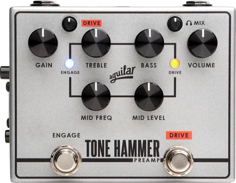 Aguilar Tone Hammer DI/Preamp V2 Bass Effects Pedal, Silver image 1