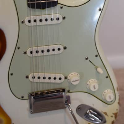 2018 Fender Custom Shop 1963 Stratocaster - Heavy Relic Olympic White over Sunburst image 10