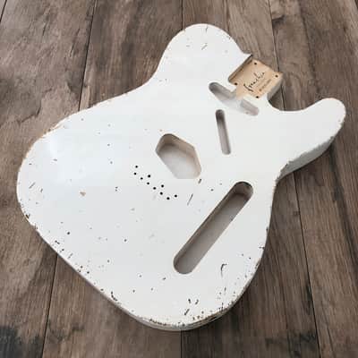 FRANCHIN Mars guitar body Relic Aged Olympic White 100% Nitro Lacquer Cracks SS Basswood Telecaster-Tele-T-Style Made in Italy - Stock piece #22320826 image 3