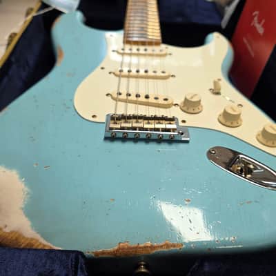 Fender 1955 Stratocaster Custom Shop Heavy Relic BRAND NEW Daphne Blue American Vintage 55-1956 50s 1950's USA 1 of 1 Limited Edition Master Aged Roadworn Ash Guitar image 9