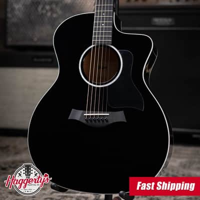 Taylor 214ce-BLK Plus Grand Auditorium Acoustic/Electric Guitar - Black with Aerocase image 1