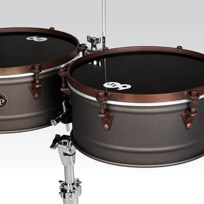 LP 14" & 15" 60th Anniversary Antique Bronze Steel Timbales w/ Stand - LP1415-60 image 2