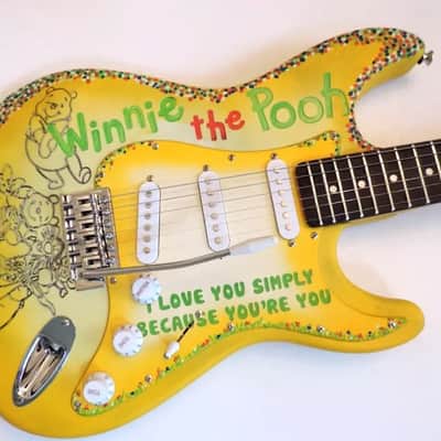 DDCC USA Customs Winnie the Pooh Strat 2022 One of a Kind Hand engraved Custom Guitar image 1