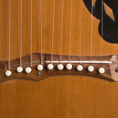 Knutsen 10 String Harp Guitar, c. 1915, black gig bag case. image 12