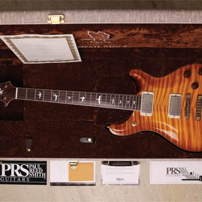 PRS RARE Private Stock [One of The Very 1st 594s | 1 of Only 26 From The First Run!] Guitar Of The Month "February" McCarty 594 in Vintage McCarty Smoked Burst w/Bronze Aluminium Two-Piece Bridge, Flame Mahogany Neck and MOP with Paua Outline Bird Inlays image 6