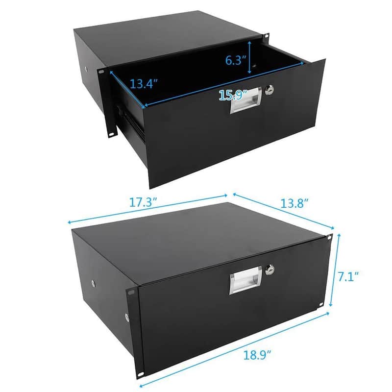 New 19 Inch Rack Mount 4U Locking Drawer Audio DJ Server Rack Storage Cabinet image 1