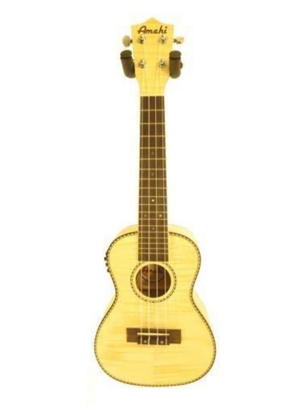 Amahi UK550C-EQ Concert Size Flame Maple Electric Acoustic Ukulele with Gig Bag image 1