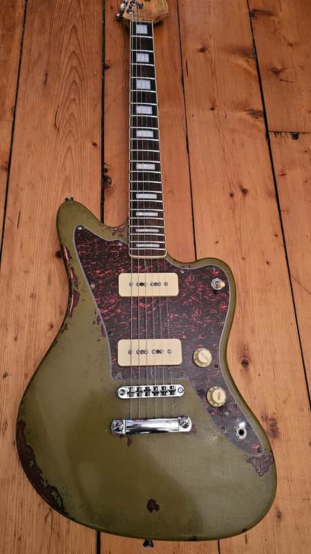 Custom Jazzmaster green electric guitar relic with P90 pickups 2025 image 1