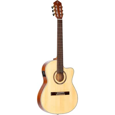 Ortega Performer Series Solid Top Thinline Crossover Acoustic-Electric Nylon Classical Guitar w/ Bag image 3