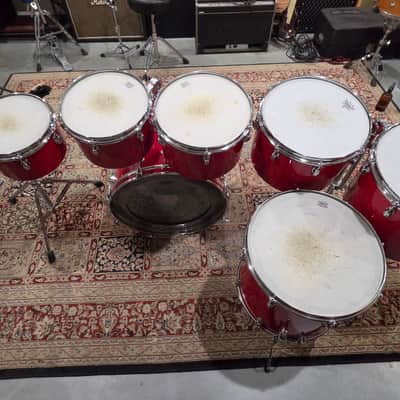 1980s Slingerland Spirit 4000 8 Piece Drum Shell Pack - Red Gloss 8/10/12/13/14/15/16/22 (C021-4) image 9