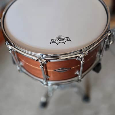 Craviotto Solid custom 14x7 Mahogany Snare drum 2019 - Excellent solid mahogany shell with banded inlay image 4