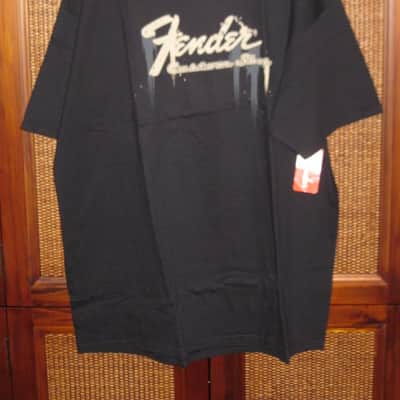 new with Fender paper hang tag A+ shape genuine Fender Custom Shop "Taking Over Me" Size XX-Large (XXL) short sleeve T-Shirt, 100% Cotton -- Black Shirt with Distressed Tan, Gray, & Black Graphic -- Fender P.N (part #): 9101020806 image 1