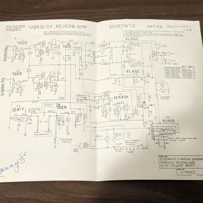 Fender 70 watt Vibrolux amp w/Reverb Schematic image 1
