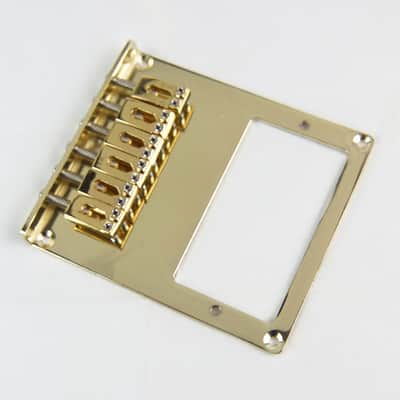 Tele style Guitar bridge w/ Humbucker pickup hole ,Modern 6-Saddle, Gold Plated