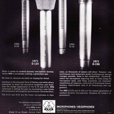 Vintage 1970's AKG D190E dynamic cardioid microphone w mic clip 280 OHMS Low Z D1000E D190E # 3 image 3