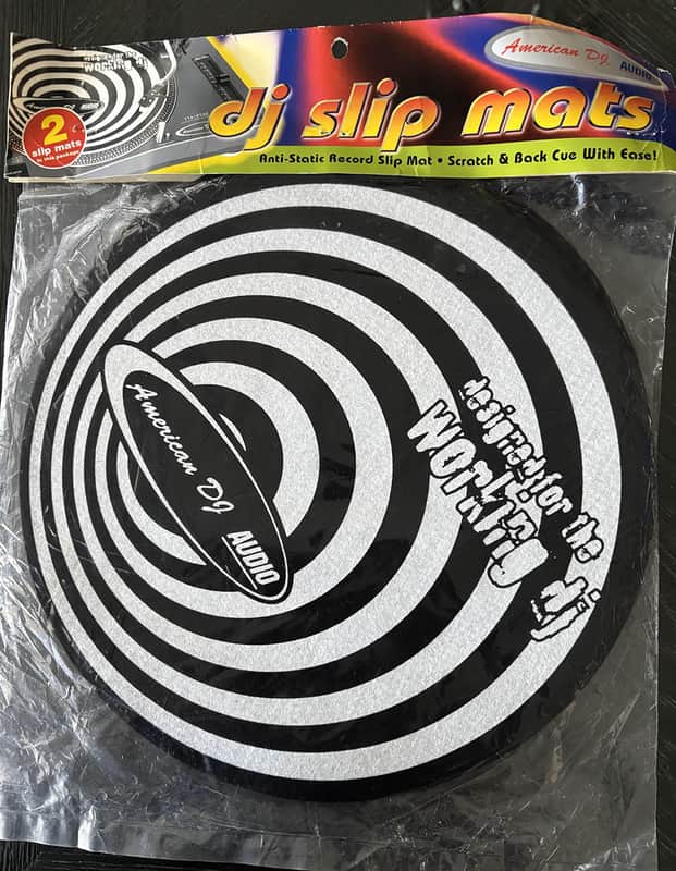 American DJ Audio SLIP-MAT/TT Black & White Spiral Circle DJ Slipmat Pair 2 Mat Set DJ image 1