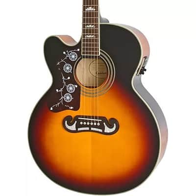 Epiphone J-200EC Studio Left-handed Acoustic-Electric Guitar - Vintage Sunburst image 3