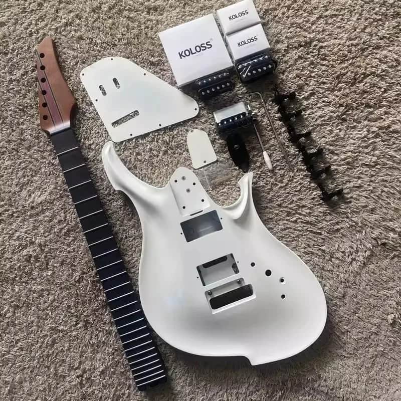 White Aluminum Guitar Body with Neck DIY Project image 1