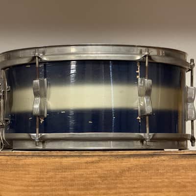 1950's WFL 6.5" x 14 Supreme Concert Model Blue & Silver Duco Snare Drum NOB Hoops image 4