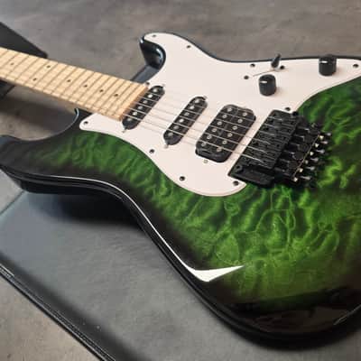Jackson Adrian Smith SDXQM Signature BRAND NEW IN BOX! Transparent Green Burst Iron Maiden Pro Artist HSS FR Floyd Rose San Dimas Super Strat with Fender Stratocaster headstock SDQX AAA Quilt Top Quilted Maple image 2