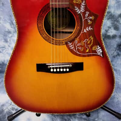 Global Vintage 1970's Global Hummingbird Jumbo Acoustic Redburst Pro Setup Original Case image 2