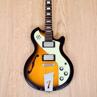 Italia Mondial Deluxe Sunburst Electric Guitar Semi Hollow w/ Piezo image 2