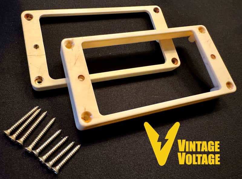 Gibson Custom Shop OEM 1959 M-69 Butyrate Humbucker Pickup Rings Aged Relic Light Cream or Bone White with Aged Screws image 1
